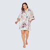 Peacock & Blossoms Short Kimono Robe (Plus Size)
