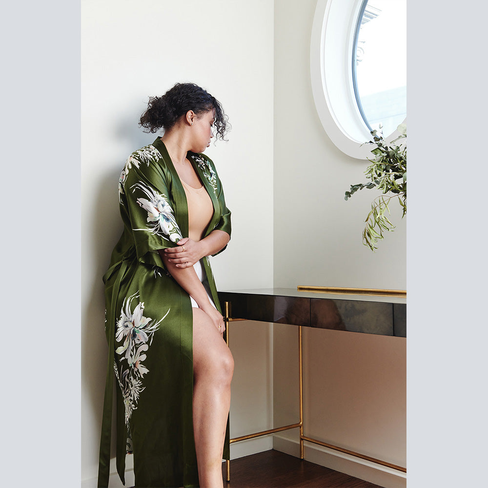 Yuri Washable Plus Size Silk Robe Long KIM ONO kimandono