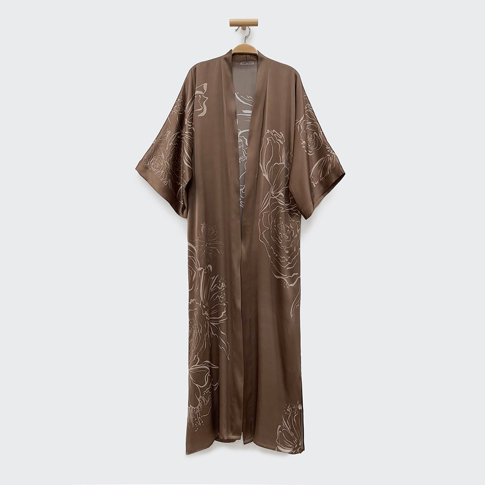 KIM+ONO | Washable Silk Jia Art Long Kimono Robe | Verdant KIM+ONO | Washable Silk Jia Art Long Kimono Robe | Verdant