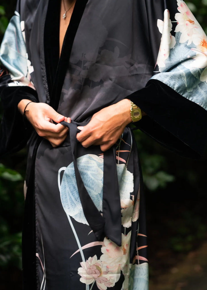 Silk Mens Kimono Robe Boheme Dressing Gown for Man Luxury 