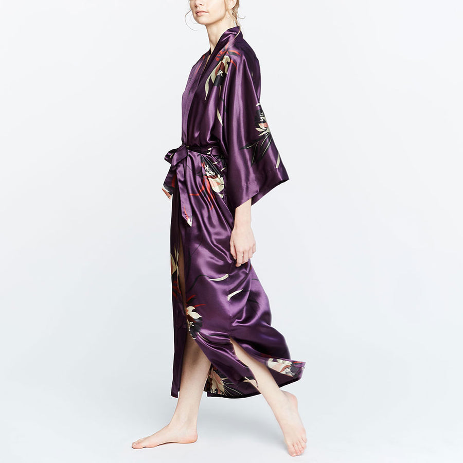 Long Satin KIM+ONO Hana - Floral Robe Kimono | –