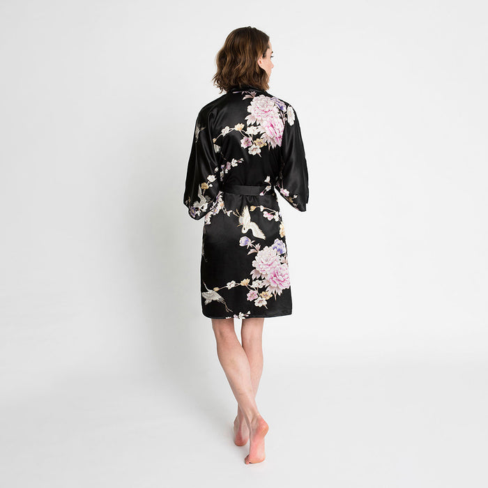 Chrysanthemum & Crane Kimono Robe - Short | KIM+ONO – Kimandono.com