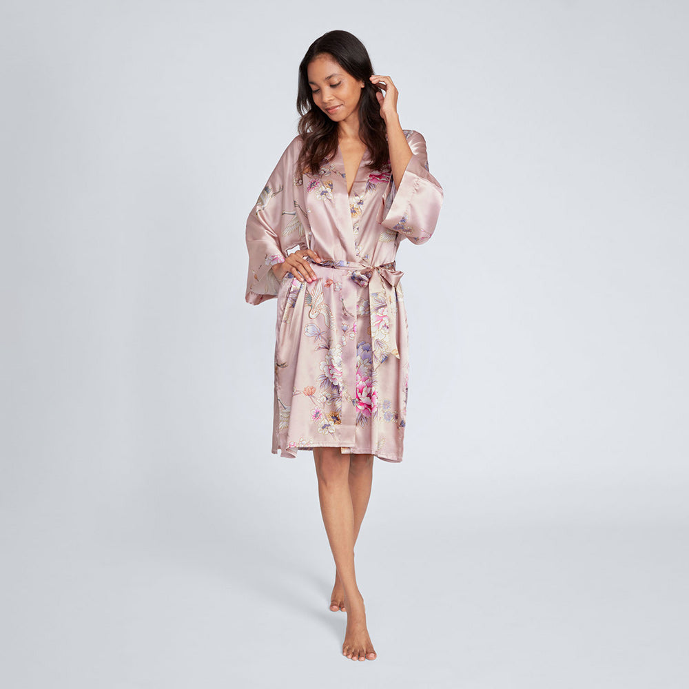 Chrysanthemum & Crane Kimono Robe - Short | KIM+ONO – Kimandono.com