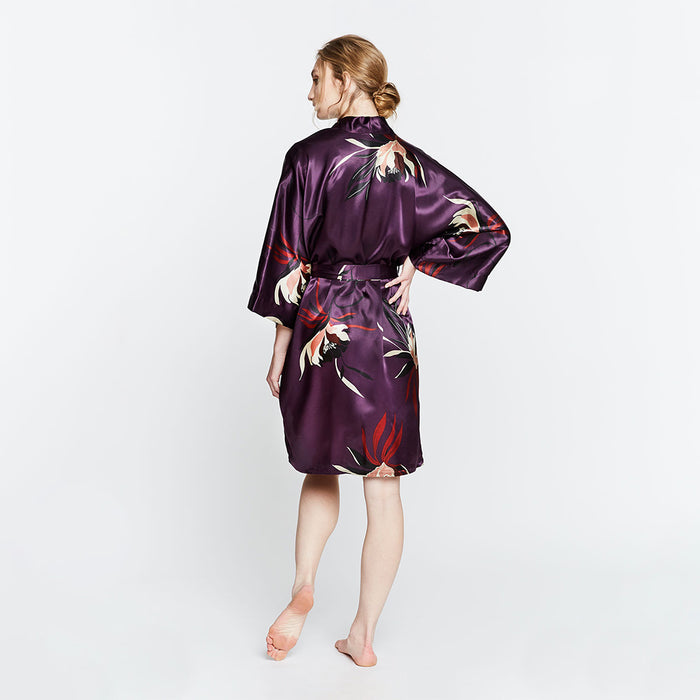 Hana Satin Kimono Robe - Short | Kimono Robe With Pockets – Kimandono.com