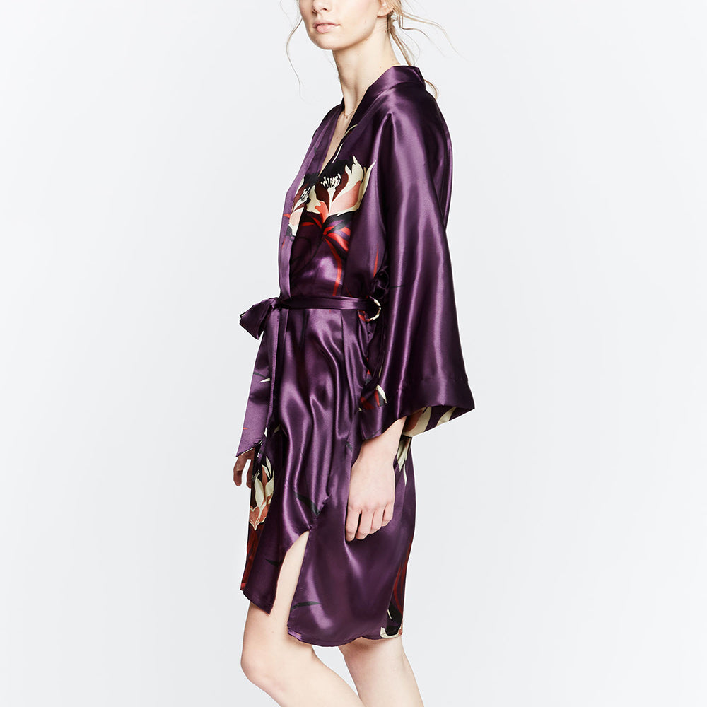 Hana Satin Kimono Robe - Short | Kimono Robe With Pockets – Kimandono.com