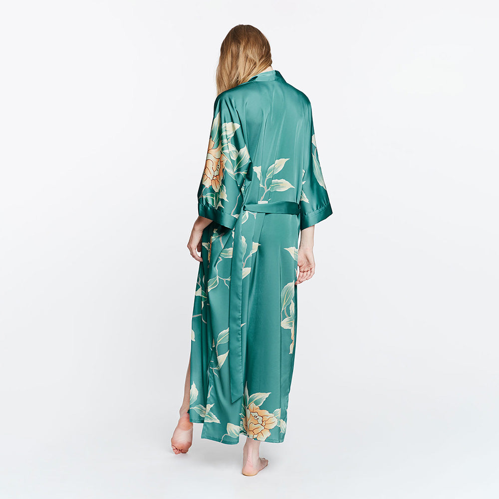 Floral Tie Waist Kimono Robe with Side Slit | KIM+ONO – kimandono.com