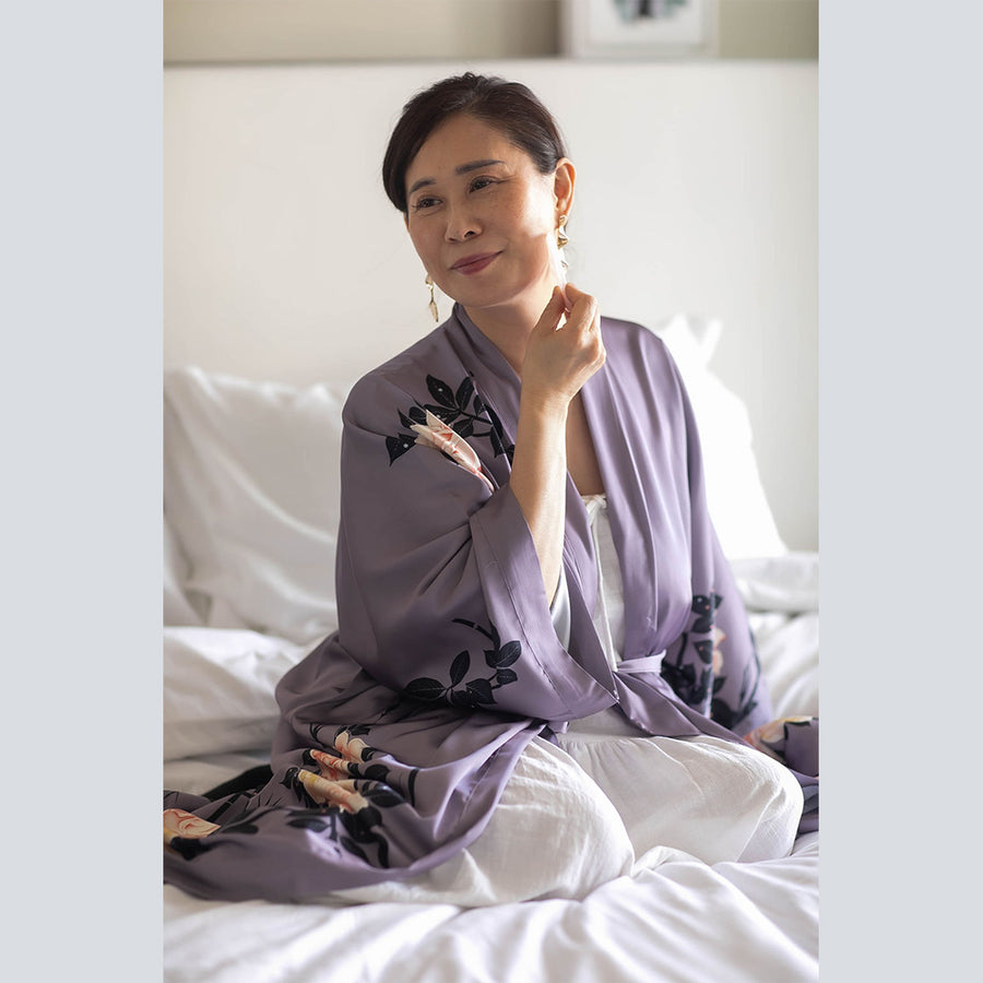knee length dresses for ladies Indian Cotton Kimono Robe - Cornflower Blue main image 1