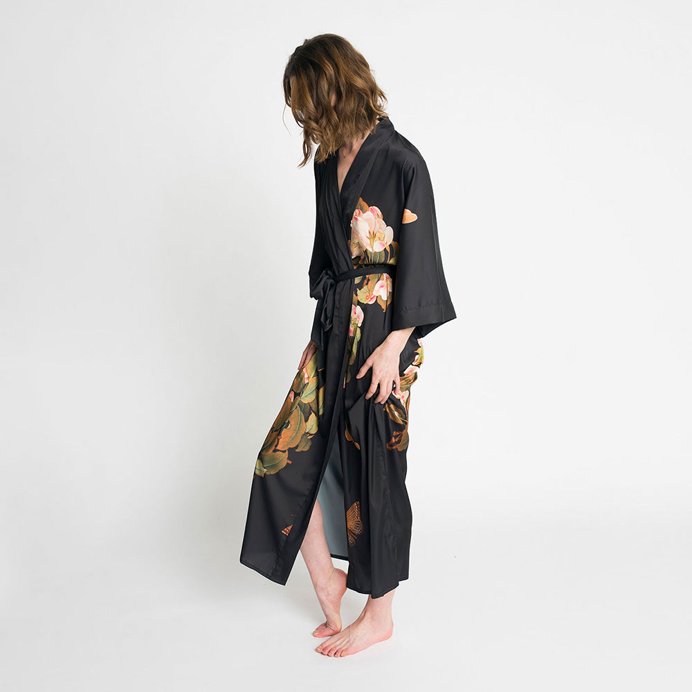 Peony & Butterfly Kimono Robe - Long | KIM+ONO – Kimandono.com