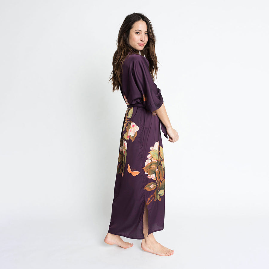 Knox Rose, Kimonos & Yukatas, Knox Rose Medium Large Purple Floral Kimono  With Arm Holes Tassels Split Hem