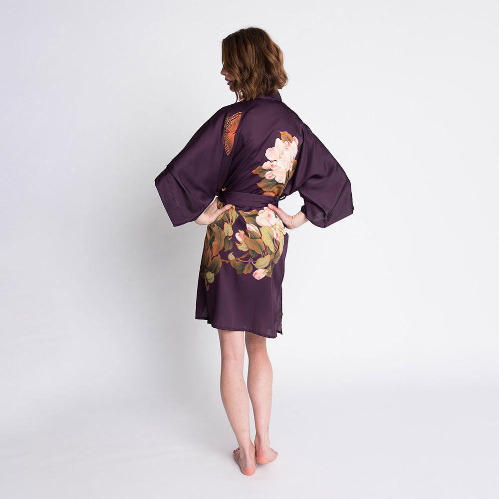 Peony & Butterfly Kimono Robe - Short | KIM+ONO – kimandono.com