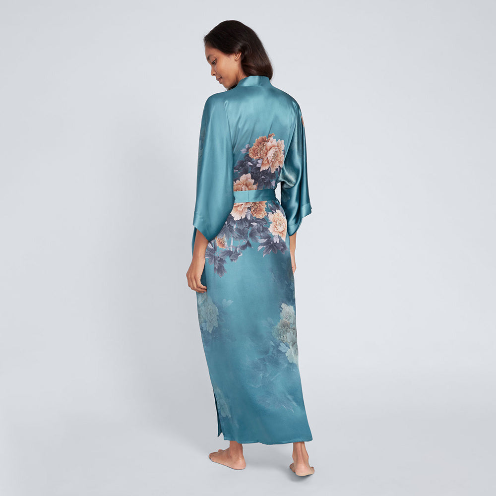 Keina Women's Floral Silk Robe - Long | KIM+ONO – kimandono.com
