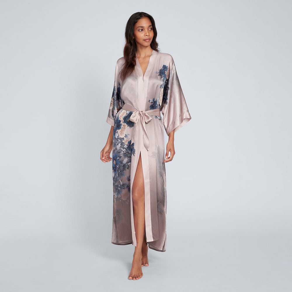 Keina Women's Floral Silk Robe - Long | KIM+ONO – kimandono.com