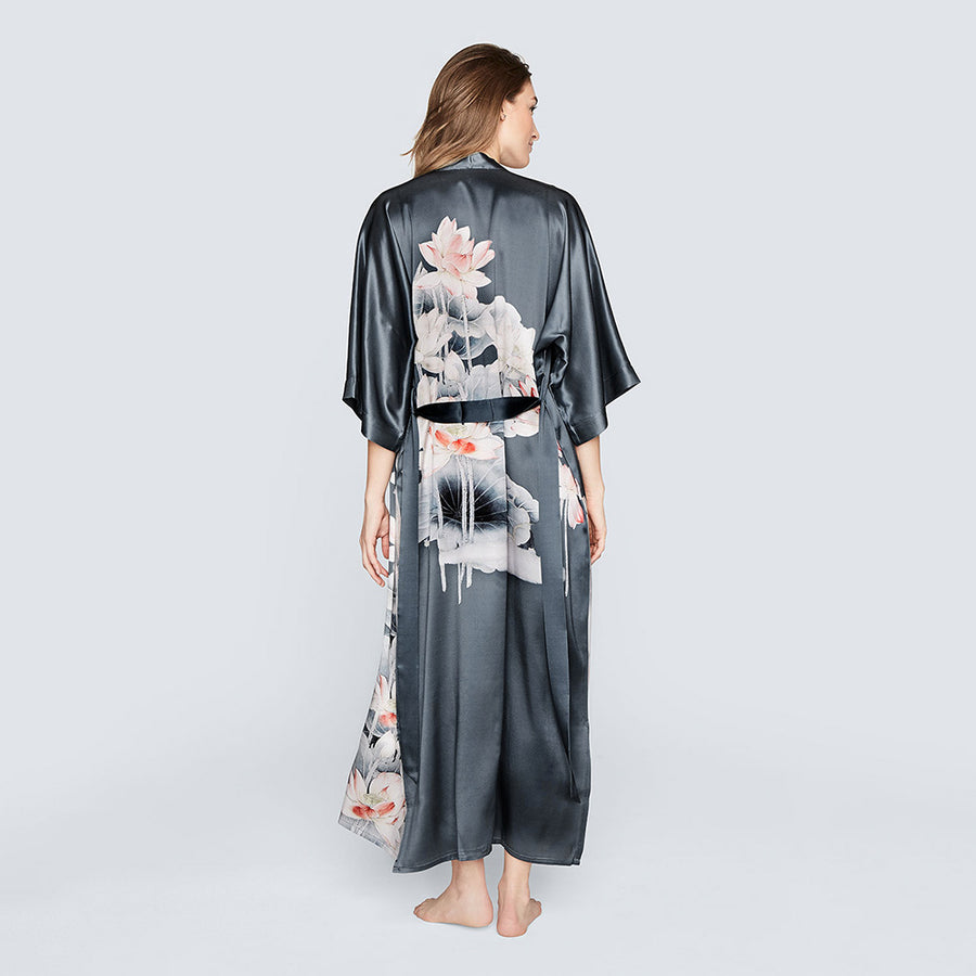 Washable Silk Lotus Kimono Robe - Long | KIM+ONO – kimandono.com