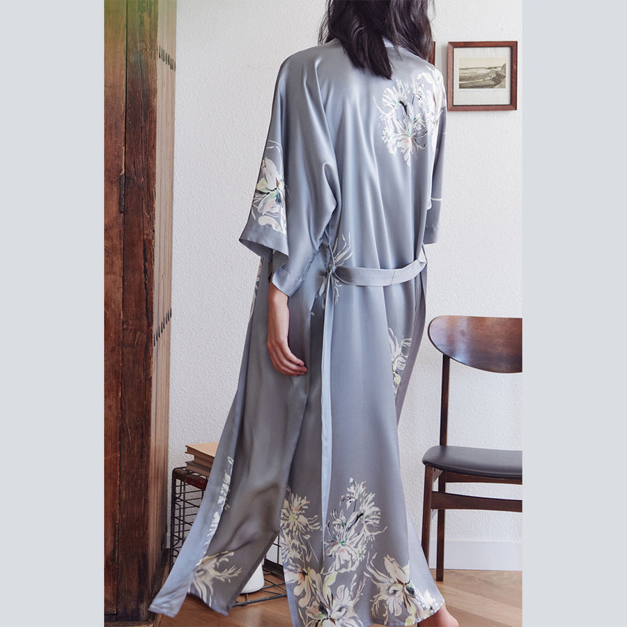 Washable Silk Yuri Long Kimono Robe