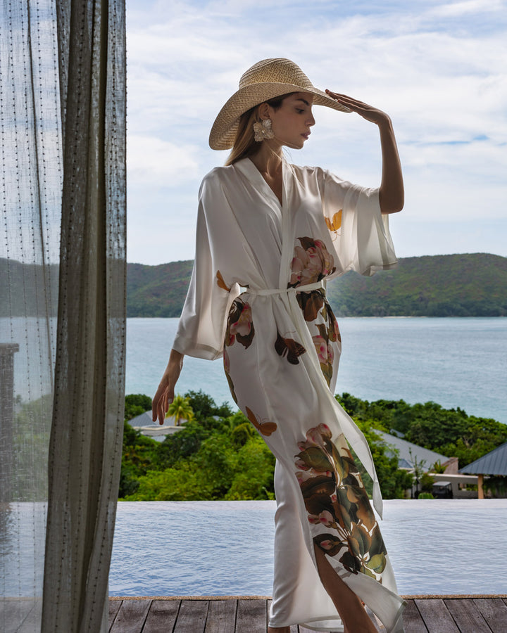 Robe Kimono Boho Dentelle Coton Femme - Cover Up Plage Bikini Floral Long Lâche Été Vacances