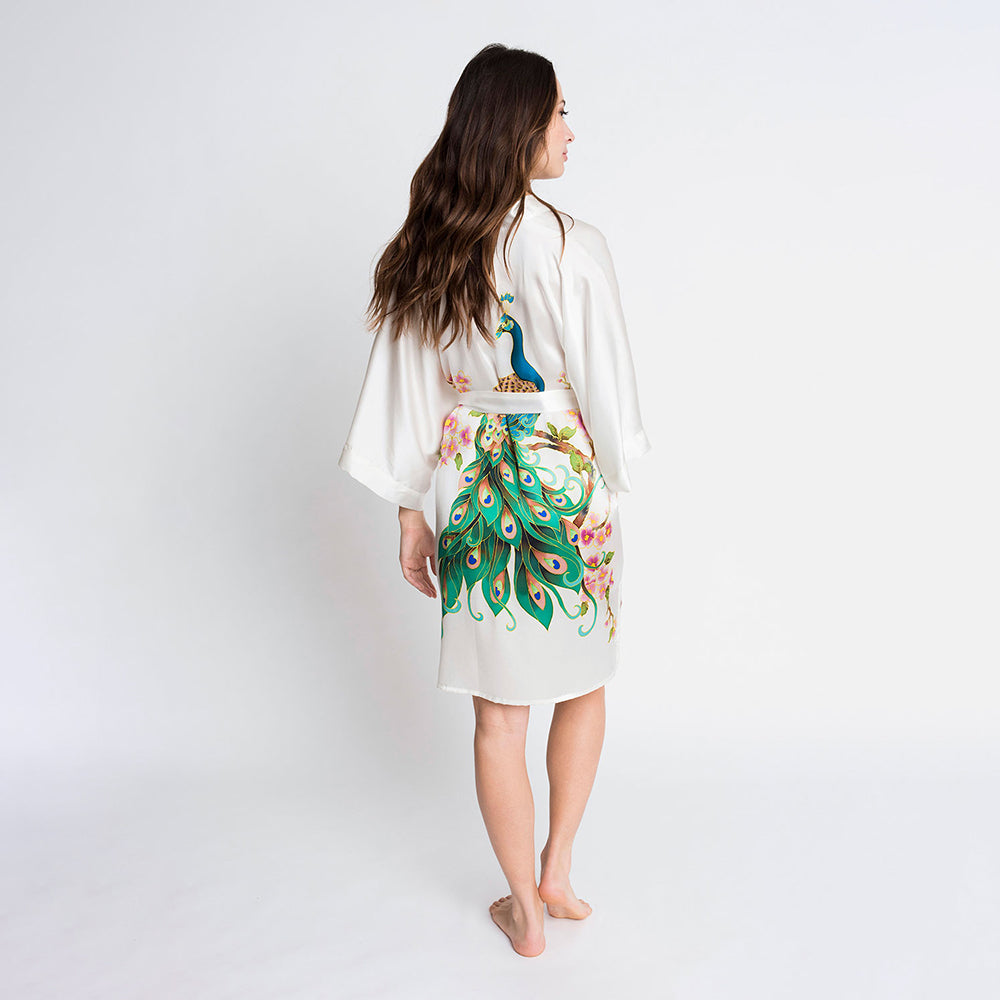 Long Kimono Peacock - Beige main image 0