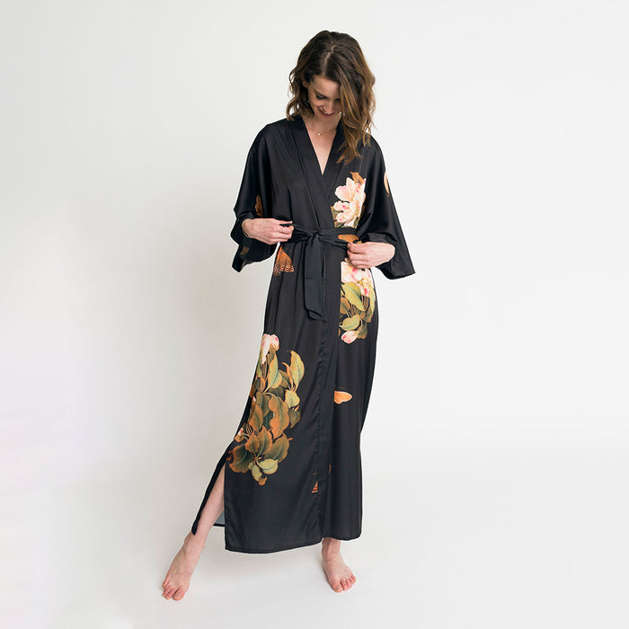Peony & Butterfly Kimono Robe - Long | KIM+ONO – kimandono.com