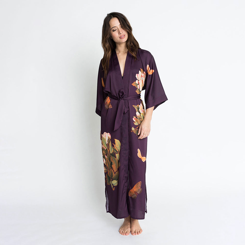 Peony & Butterfly Kimono Robe - Long | KIM+ONO – Kimandono.com