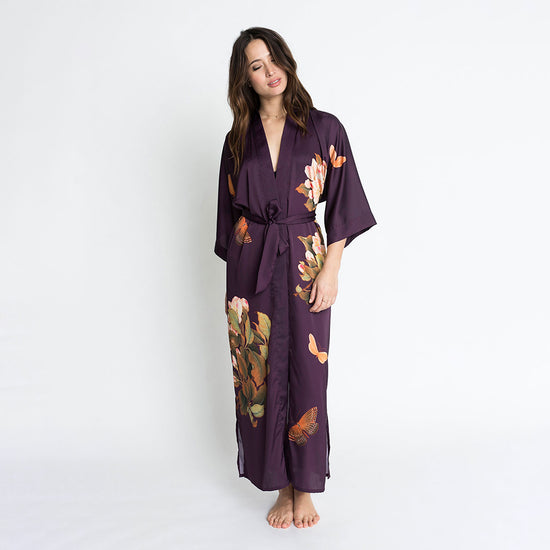 Peony & Butterfly Kimono Robe - Long | KIM+ONO – kimandono.com