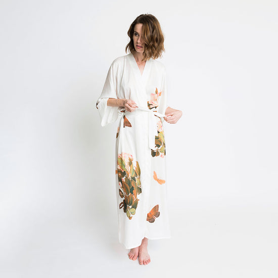 Peony & Butterfly Kimono Robe - Long | KIM+ONO – kimandono.com