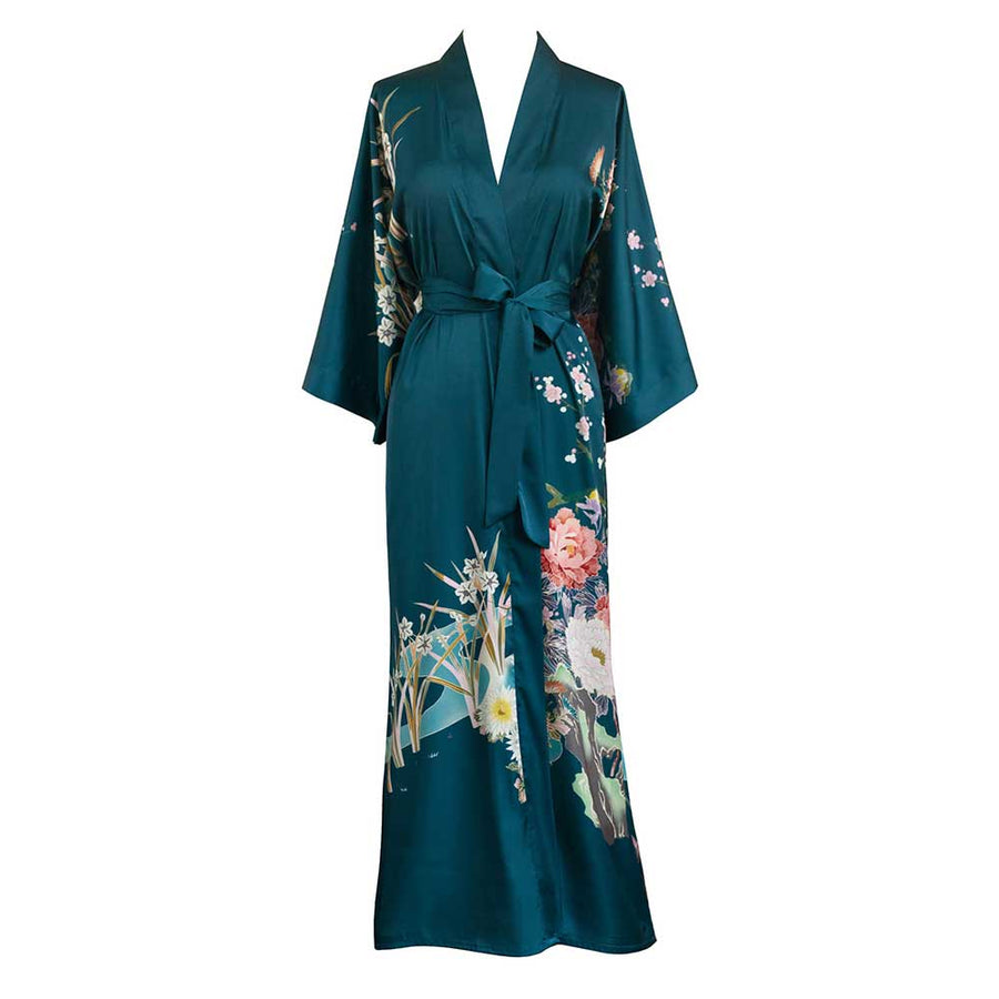 Spring Floral Long Kimono Robe