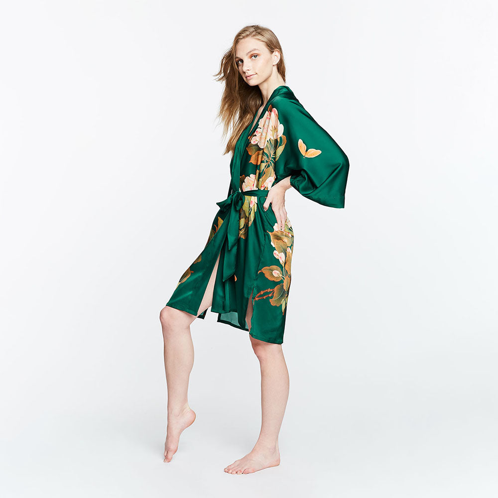 Peony & Butterfly Kimono Robe - Short | KIM+ONO – Kimandono.com