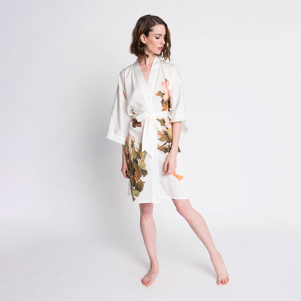 Peony & Butterfly Kimono Robe - Short | KIM+ONO – Kimandono.com