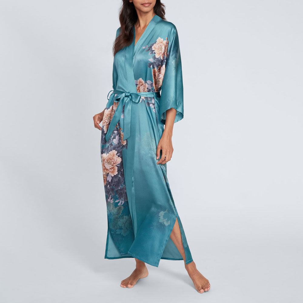 Keina Women's Floral Silk Robe - Long | KIM+ONO – kimandono.com